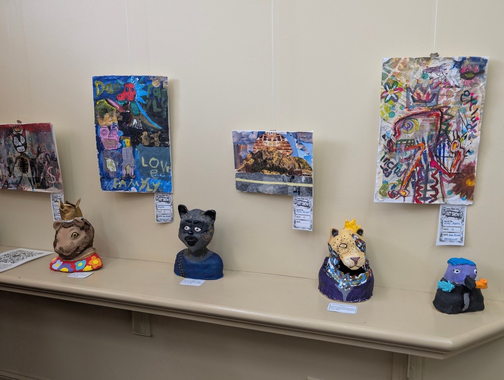 Artwork by young artists of MGM High School and Semmes Middle School at the “Through Their Eyes” Art Reception