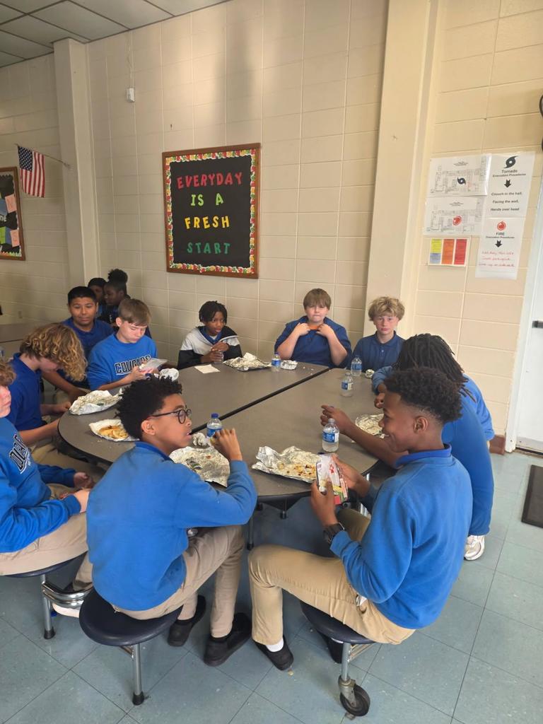 Dr. Agnew visits 6th graders at Hankins Middle School.