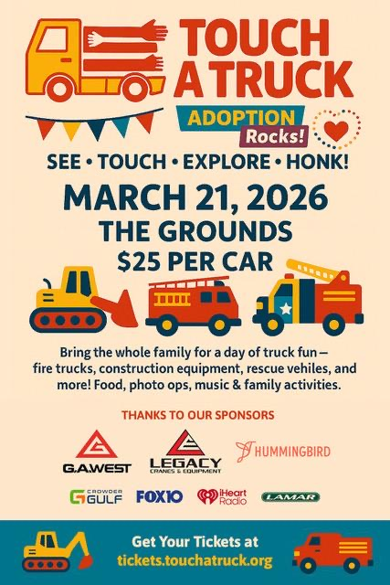 touch a truck flyer march 21st at the grounds $25 per car