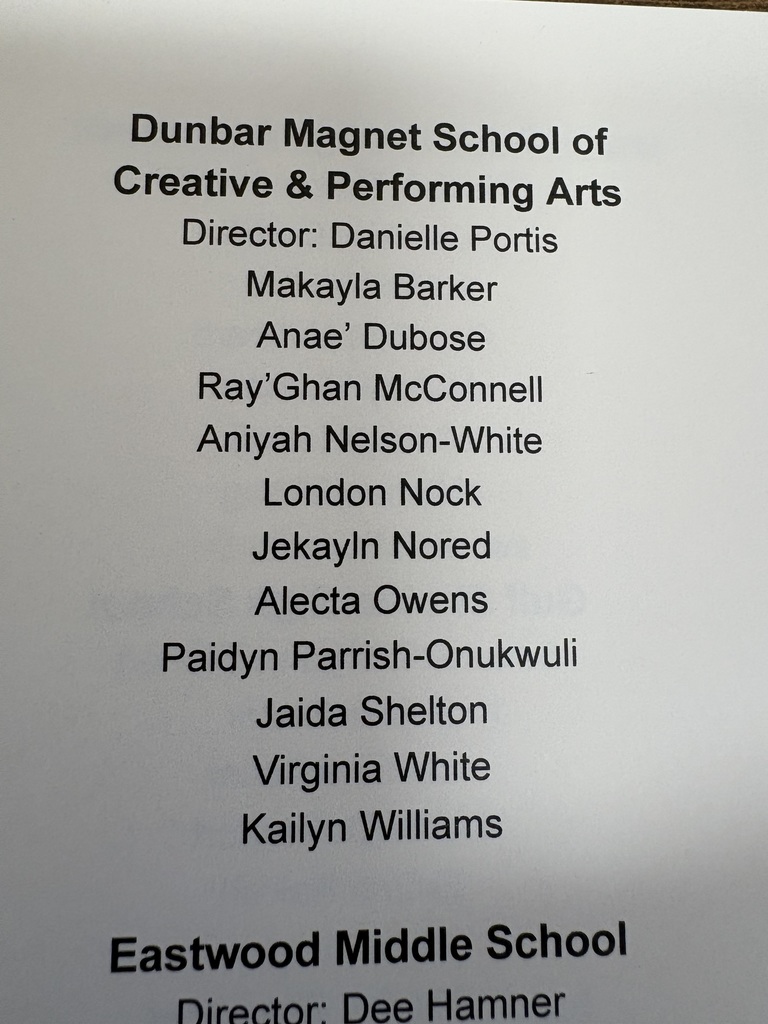 List of All State Choir Names from Dunbar Magnet