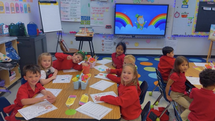 Mrs. Richardson’s Kindergarten class sorting lucky charms. 