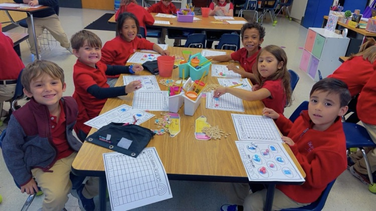 Mrs. Richardson’s Kindergarten class sorting lucky charms. 