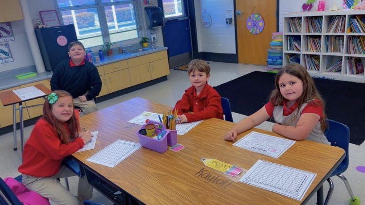 Mrs. Richardson’s Kindergarten class sorting lucky charms. 