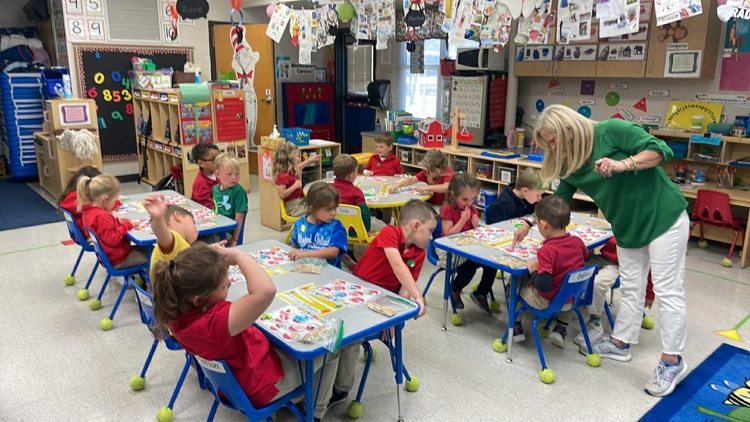 Mrs. Howell’s Prek class sorting lucky charms. 