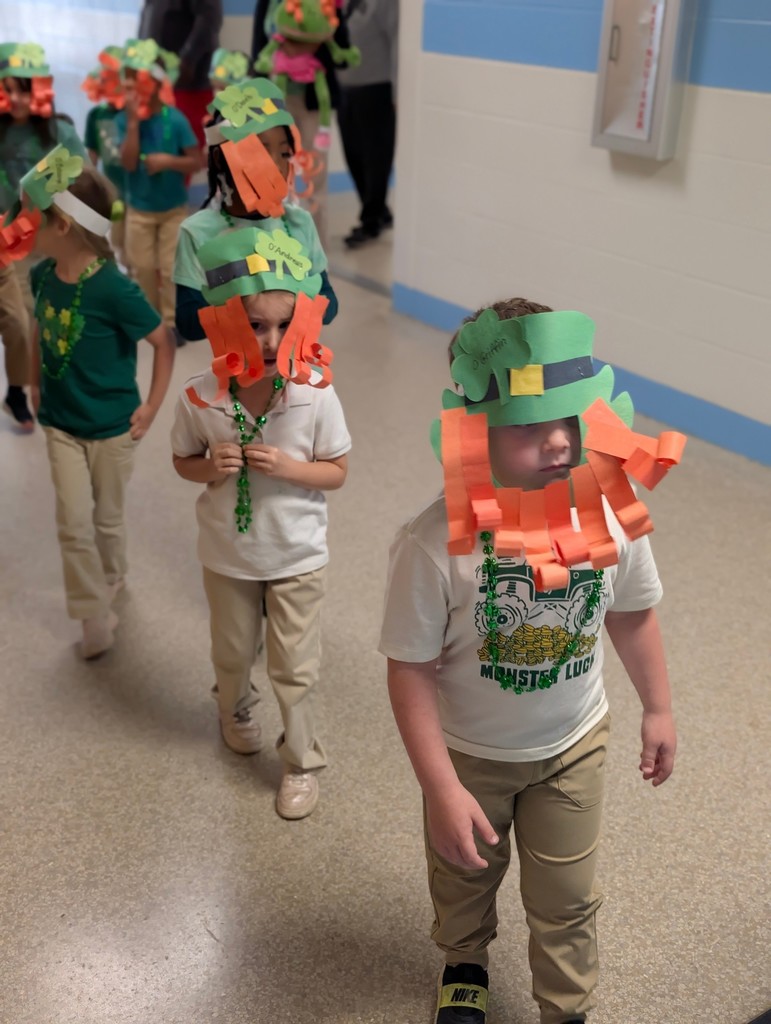 Our Pre-K students disguised themselves as leprechauns and paraded through the office.