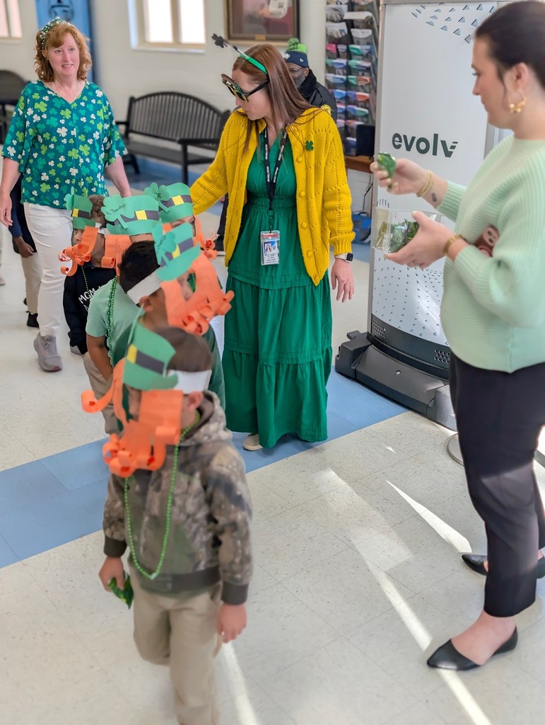 Our Pre-K students disguised themselves as leprechauns and paraded through the office.