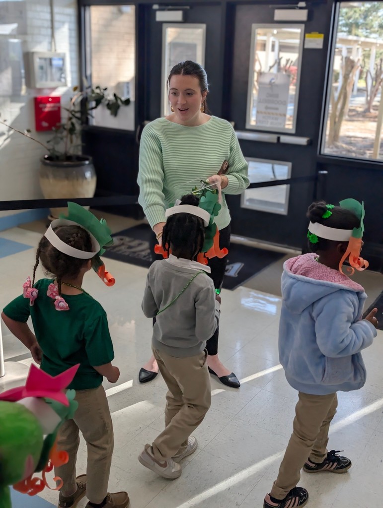 Our Pre-K students disguised themselves as leprechauns and paraded through the office.