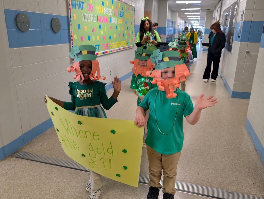 Our Pre-K students disguised themselves as leprechauns and paraded through the office.
