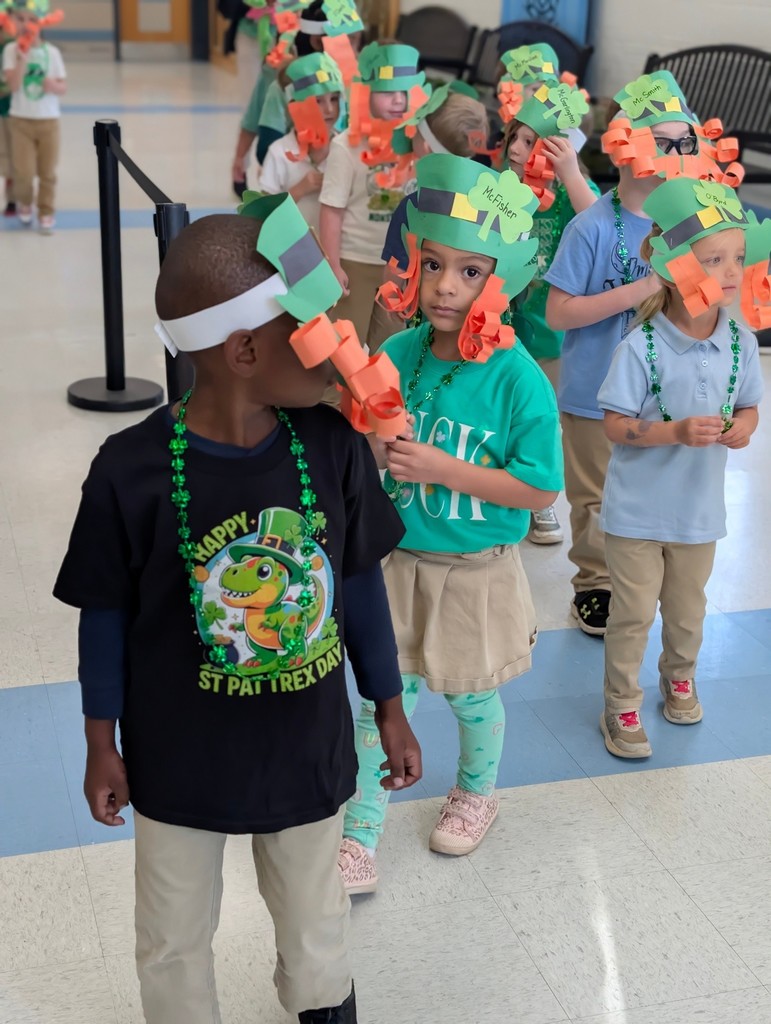 Our Pre-K students disguised themselves as leprechauns and paraded through the office.
