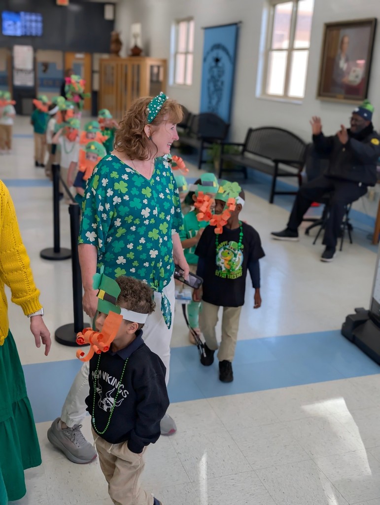 Our Pre-K students disguised themselves as leprechauns and paraded through the office.