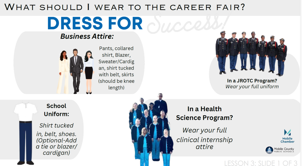 Professional dress options for the senior field trip