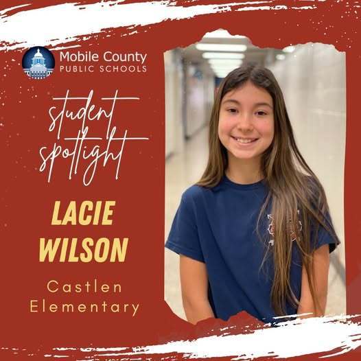 Student spotlight graphic featuring Lacie Wilson of Castlen Elementary