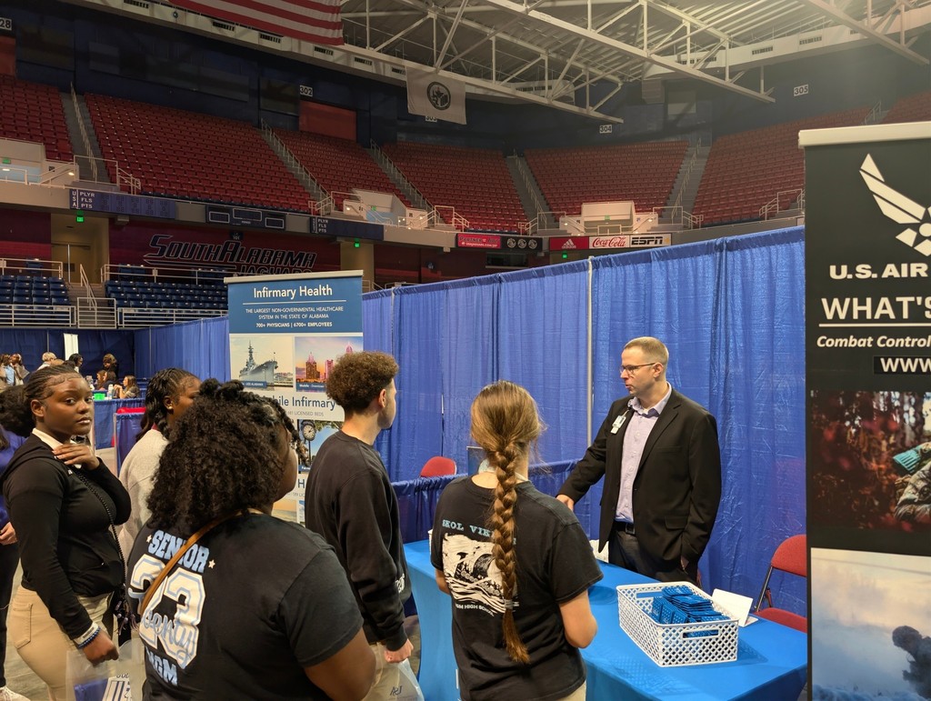 Our senior students attended the MCPSS Career Fair in partnership with the Mobile Chamber of Commerce!.