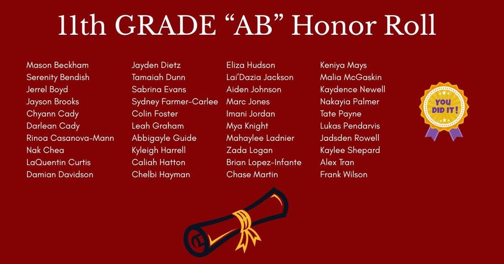 11th Grade "AB" Honor Roll