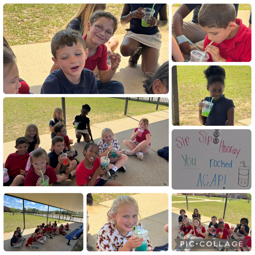 “Sip Sip Horray! You rocked ACAP” Ms. Owens’ class enjoyed a cool, refreshing drink today to celebrate completing the ACAP successfully! They showed so much bravery and persevered, even when it was tough! 🎉🥤