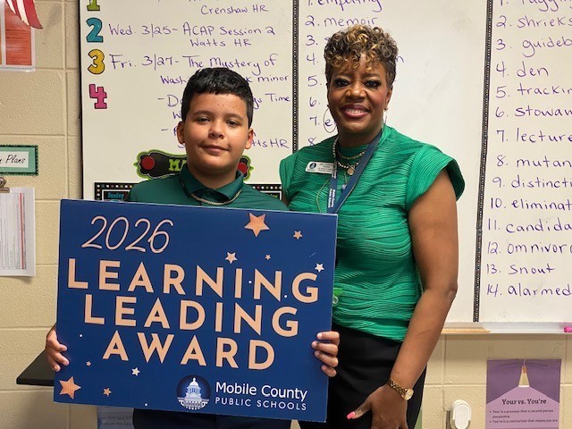 Rylan Besaw with Gilliard Principal Faith Lucy