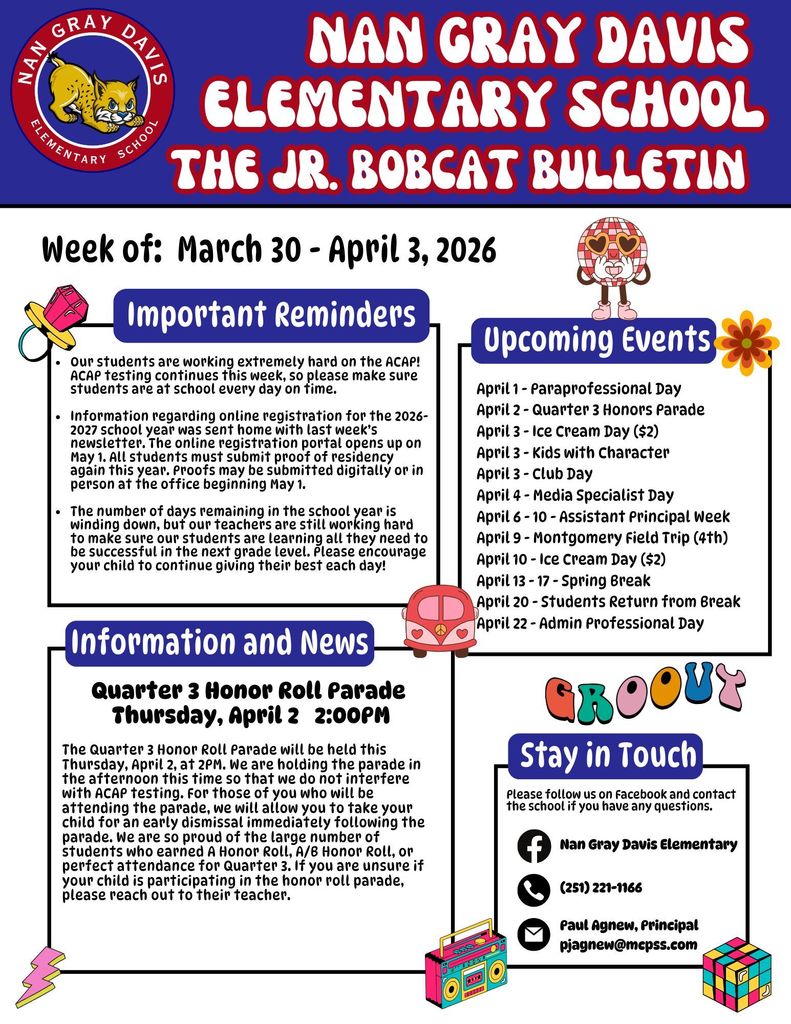Parent Newsletter 3-30-26