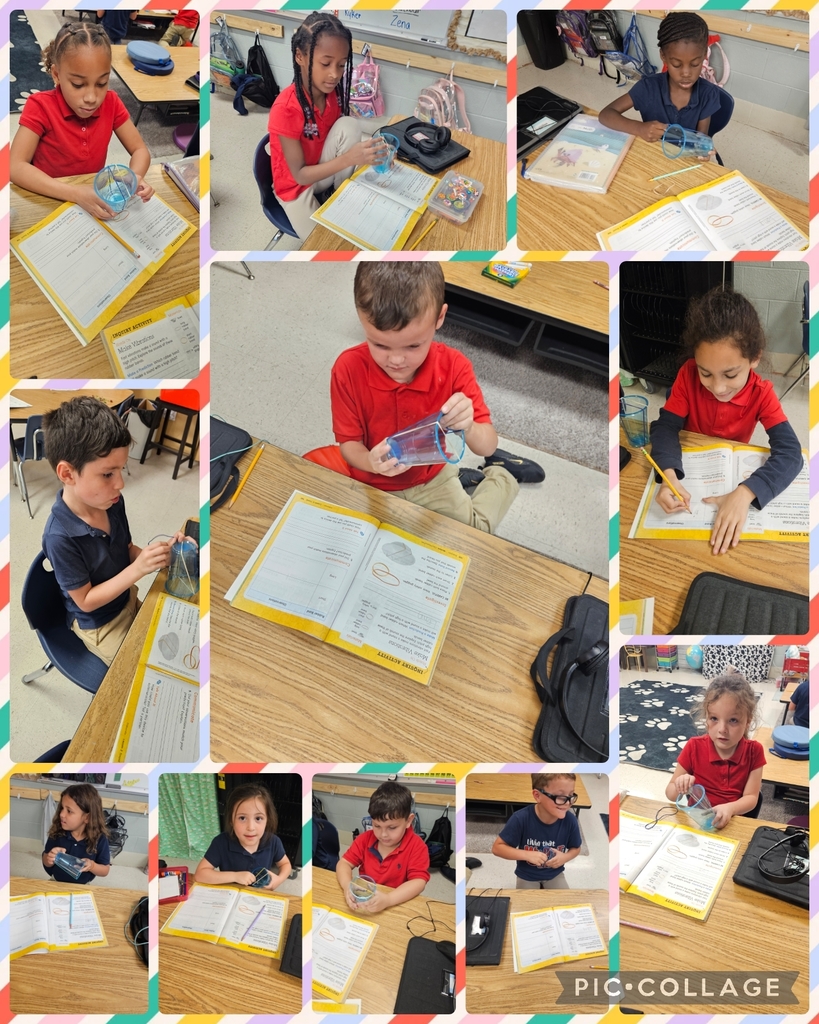 Mrs. Horton's 1st grade class used a plastic cup with rubber bands to hear the different pitches that are produced. We used a long and a short rubber band so they could hear the different sounds they create. They recorded their observation in their workbooks. #littleleaders #sciencefun