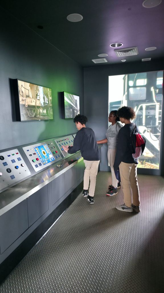 Students viewing an exhibit at the Maritime Museum.