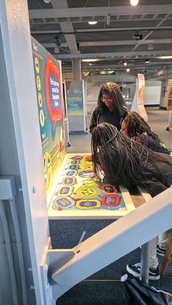 Students viewing and exhibit at the Maritime Museum.
