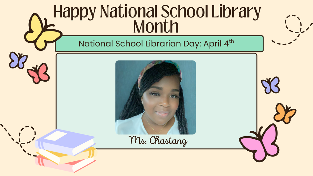 Happy School Librarian Month! We celebrate the dedication, creativity, and passion of our school librarian, Ms. Chastang, who helps students explore new ideas, discover great books, and build skills for lifelong learning. Thank you for all you do!