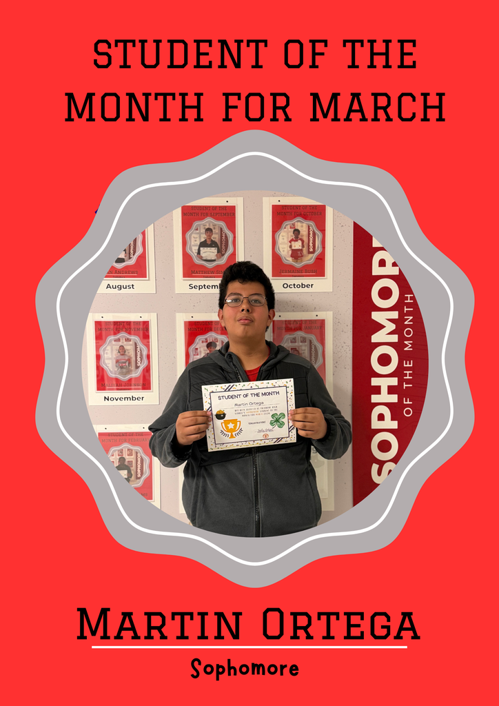 Sophomore Student of the Month for March - Martin Ortega