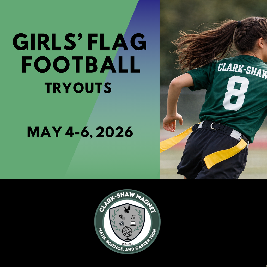 Graphic announcing flag football tryouts- all information is listed in caption 