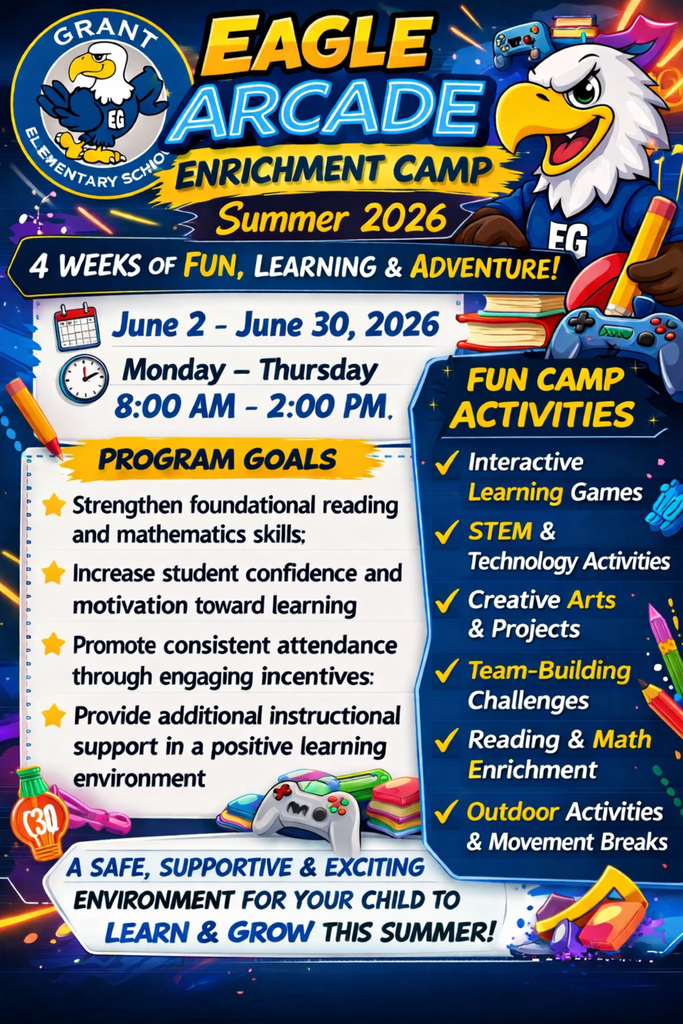 Eagle Arcade June 2, 2026 - June 30, 2026 8:00 am - 3:00 pm Monday -Thursday. 