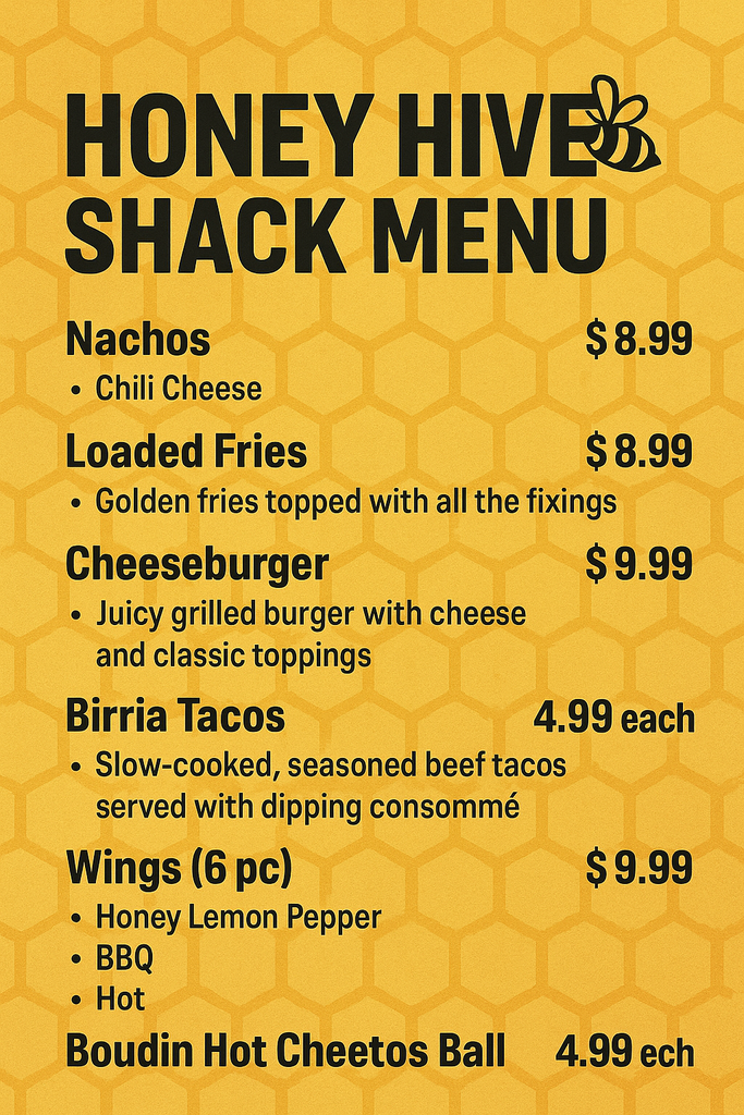 Our Gator Bash is fastly approaching and we have some AWESOME food vendors coming, Attached you will find the menus for the food trucks that will be on campus. May 1st is going to be a great day for our little Gators,  See the attached flyers for details. 