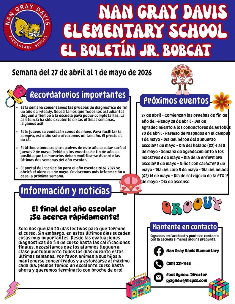 Parent Newsletter (Spanish) 4-27-26