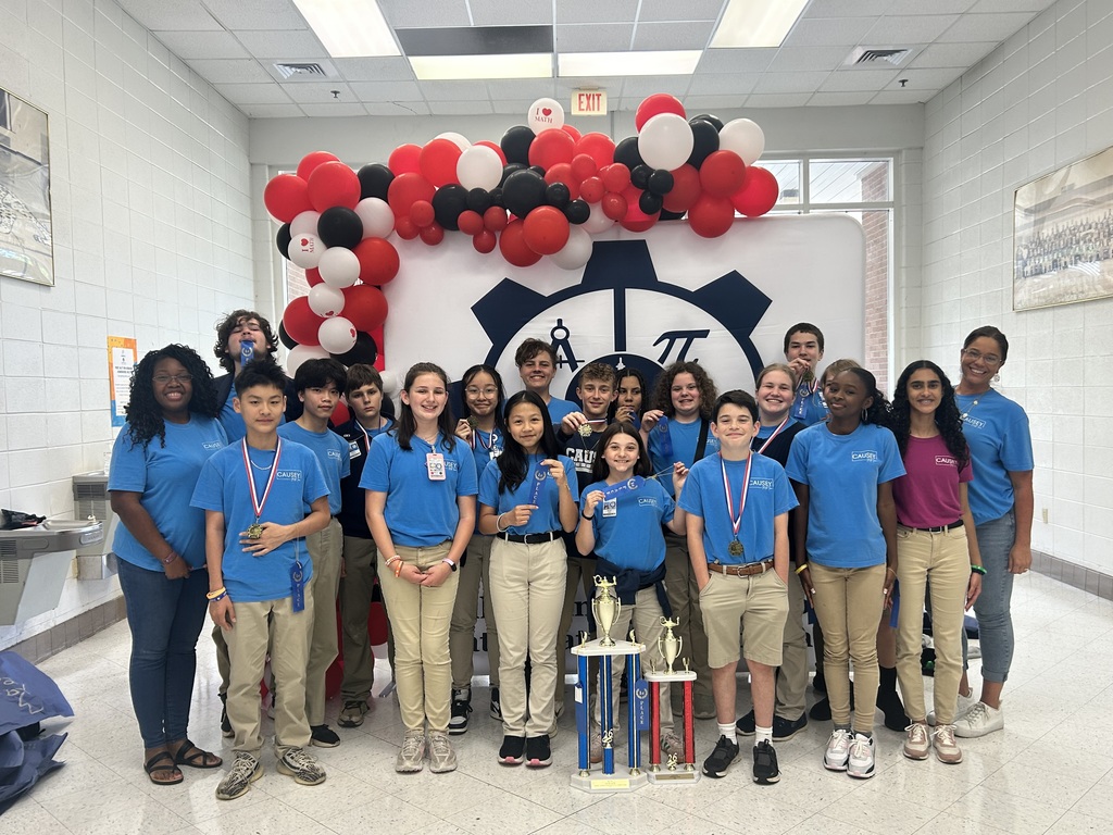 Math team showing off their winning trophies! 4-28-26