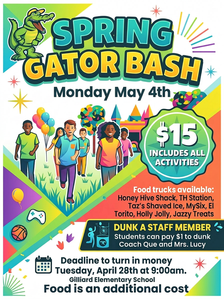 Gator Bash Reminder for Monday, May 4th. Thank you. 