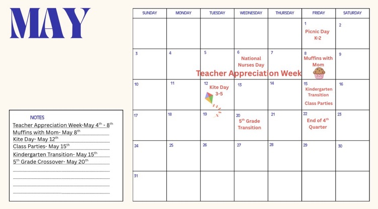 May calendar events