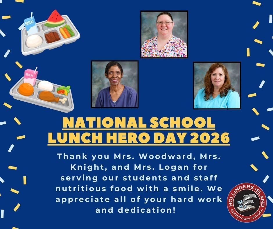  Thank you Mrs. Woodward, Mrs. Knight, and Mrs. Logan for serving our students and staff nutritious food with a smile. We appreciate all of your hard work and dedication! 