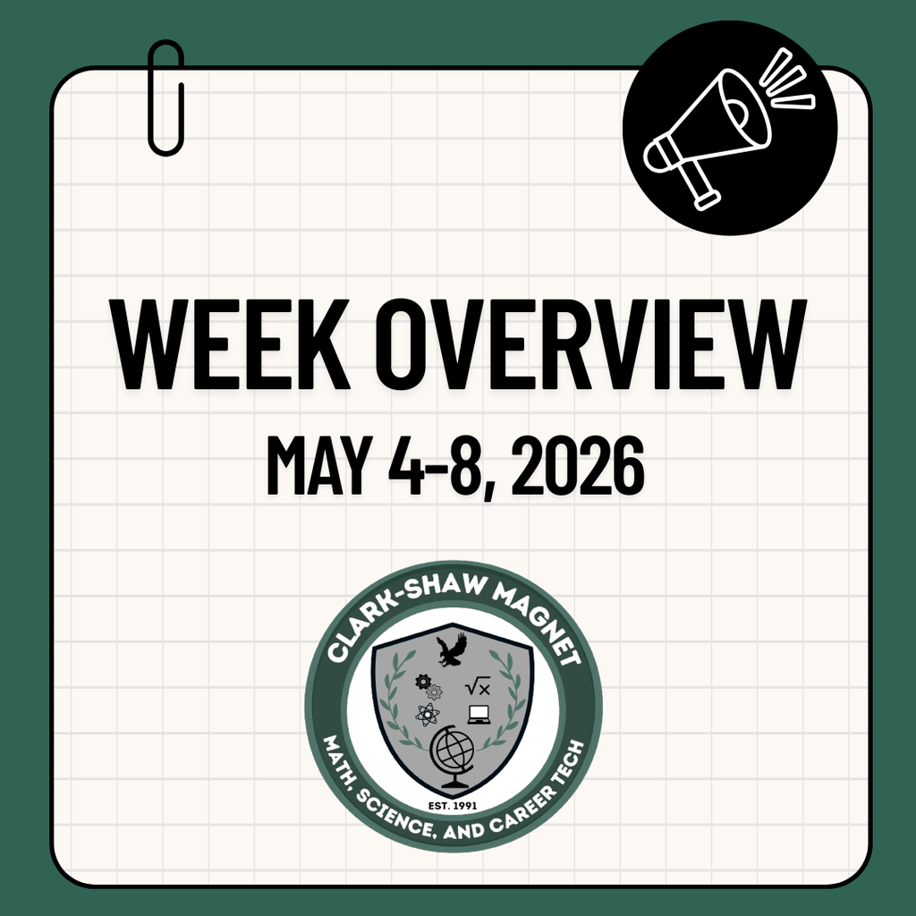 Graphic announcing the Week Overview for May 4-8, 2026