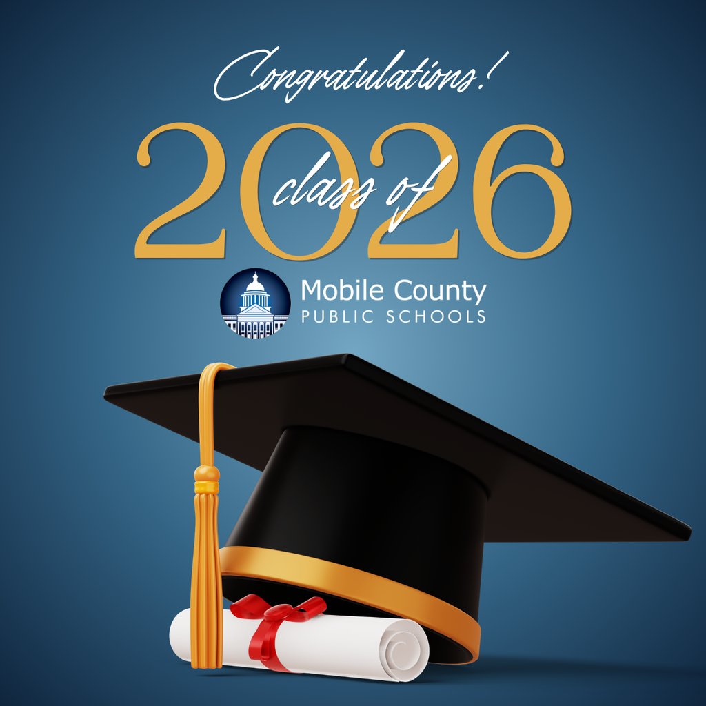 Graphic with a graduation cap and the words "Congratulations Class of 2026!"