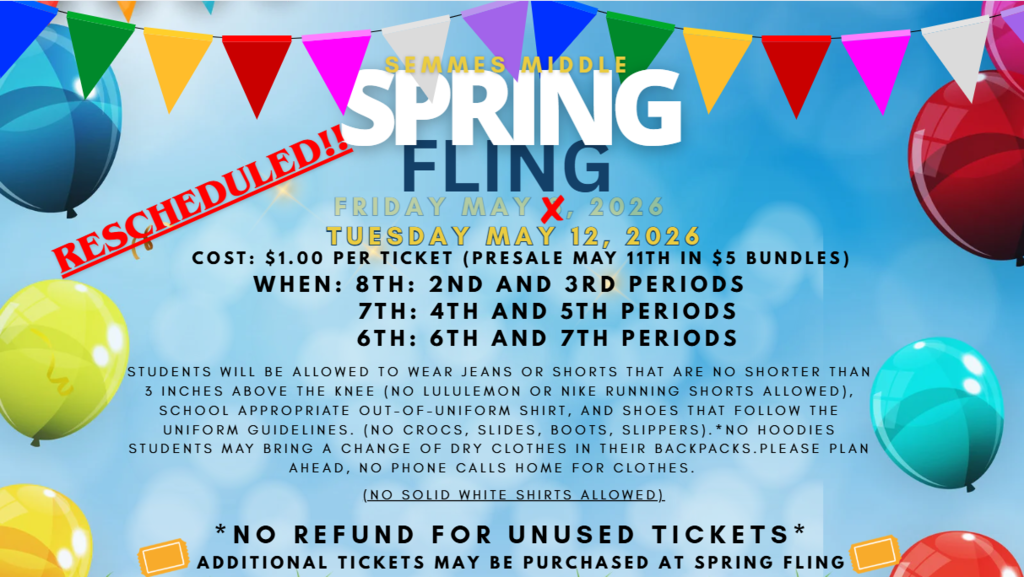 SPRING FLING RESCHEDULED FOR MAY 12TH!
