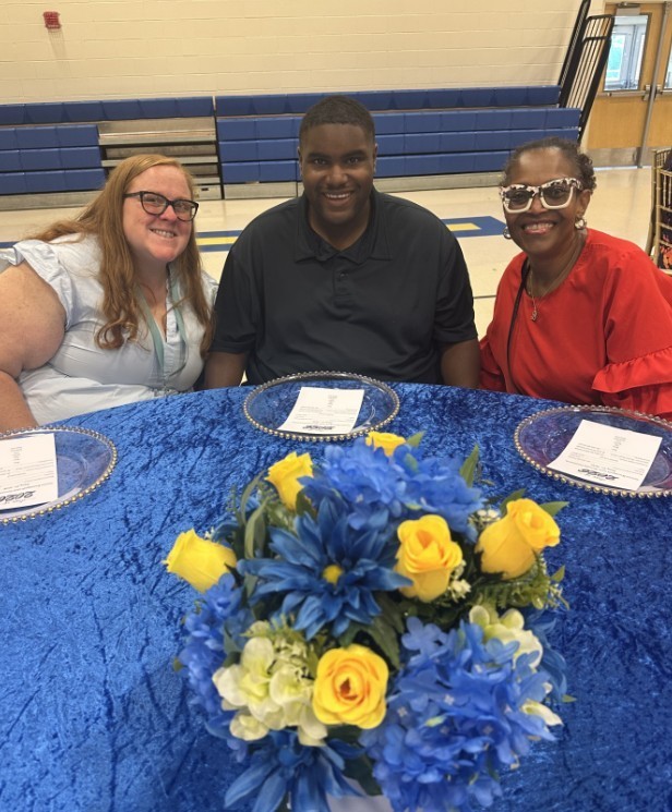 SB with his mother and teacher at Senior Breakfast 