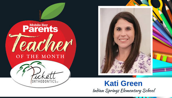Indian Springs 3rd grade teacher Kati Green named Teacher of the Month by Mobile Bay Parents. 