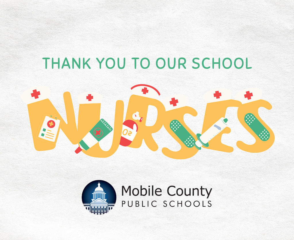 Graphic with the words "Thank you to our school nurses"
