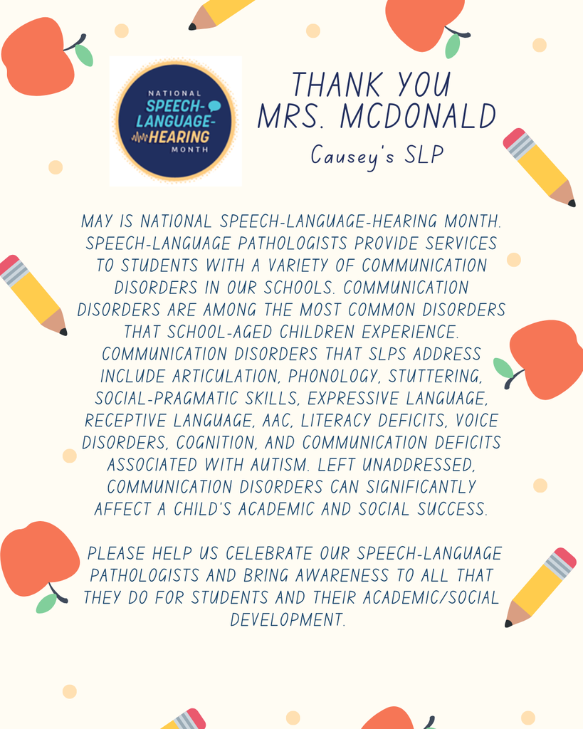 National Speech-Language-Hearing month. Thank you Mrs. Mac