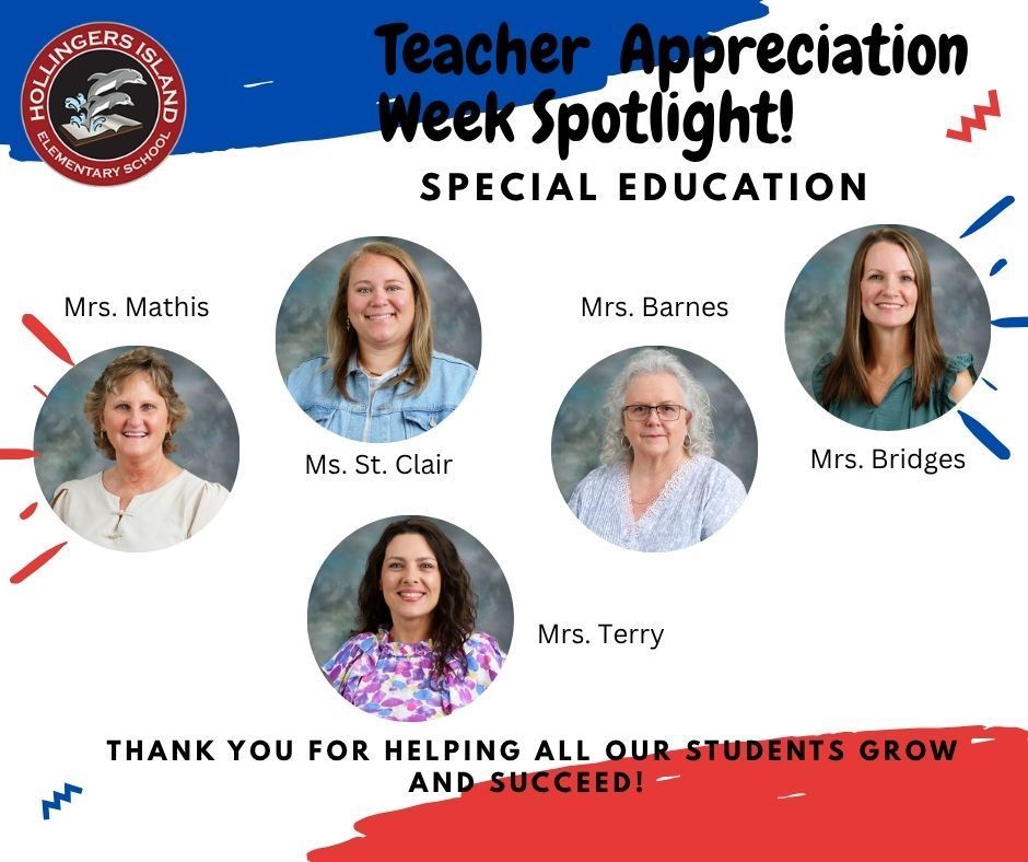 Teacher appreciation post for special education- pictured left to right mathis, st. clair, terry, barnes, bridges
