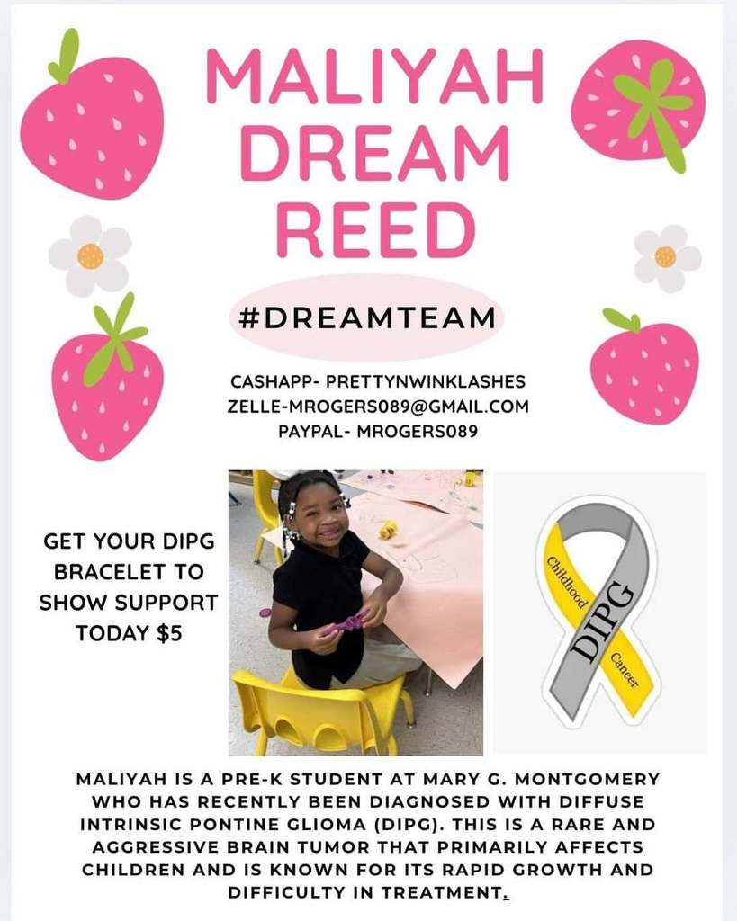 Buy a DIPG bracelet for $5 to support Maliyah Reed and her family.