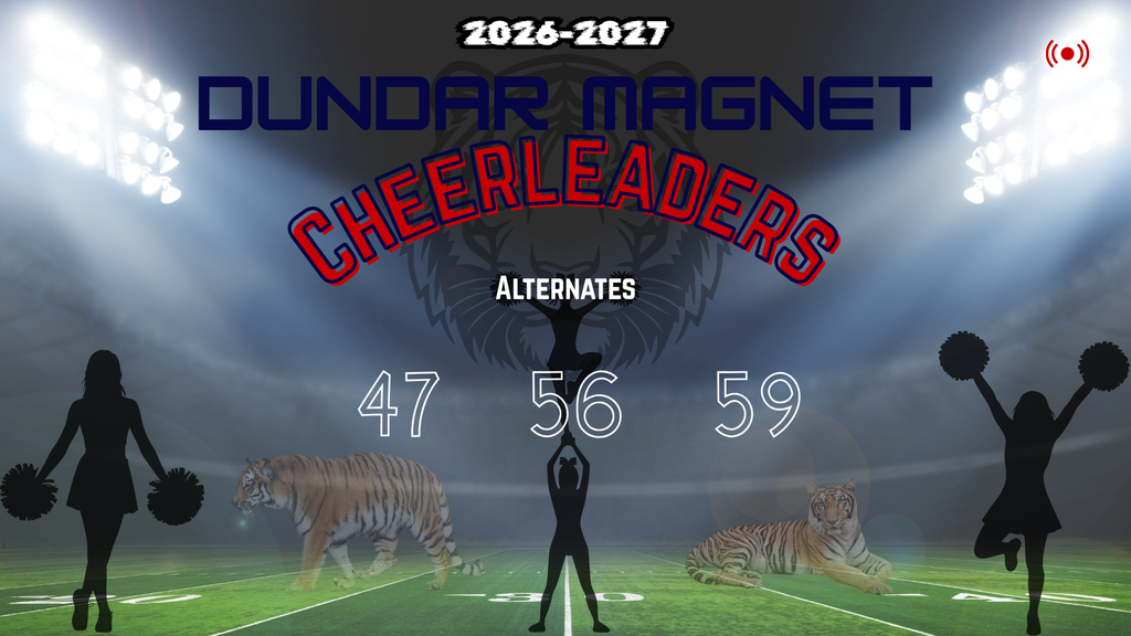 2026-2027 Dunbar Magnet Cheer Alternate  list