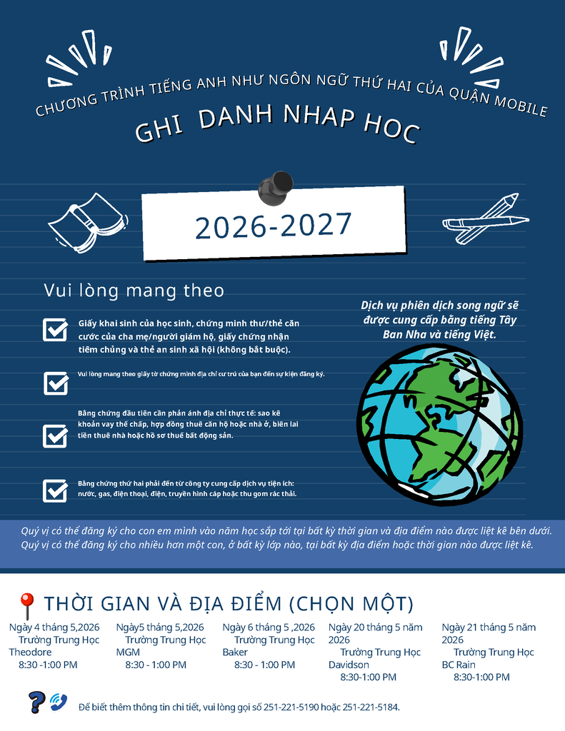 ESL Registration Flyer Vietnamese
