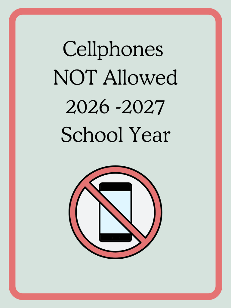 Cellphones not allowed for the 26/27 school year with a red exit or "do not sign" over an iphone 