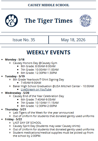 Screenshot of Weekly Newsletter 5-18-26