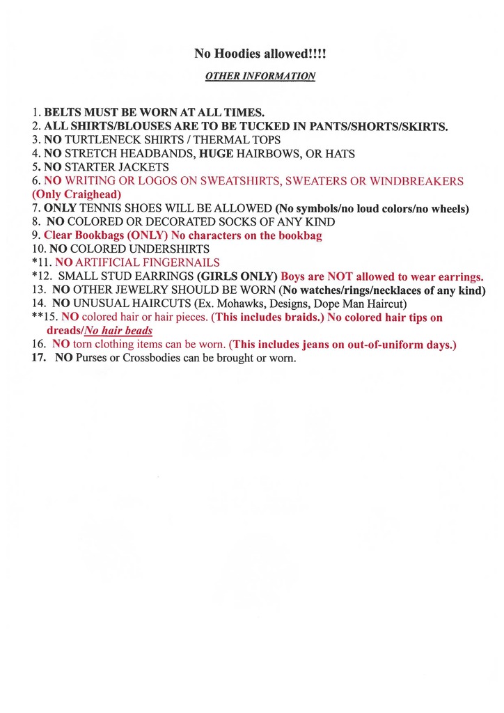 Uniform Policy 26