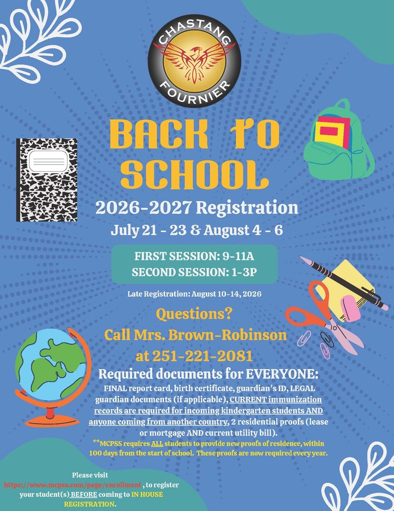 2026-2027 Chastang-Fournier K-8 In-Person Registration
