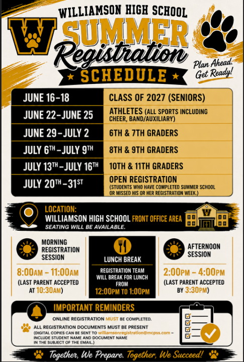 Williamson High School Summer Registration Dates